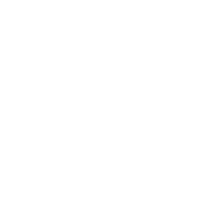 A simple white outline of an airplane inside a white circle on a black background. The airplane is depicted from the side with an abstract and minimalist design.